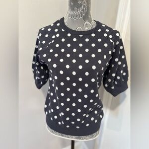 Tea & Rose Sz: S Dark Dusty Gray Polka Dot Short Balloon Sleeve Sweater.